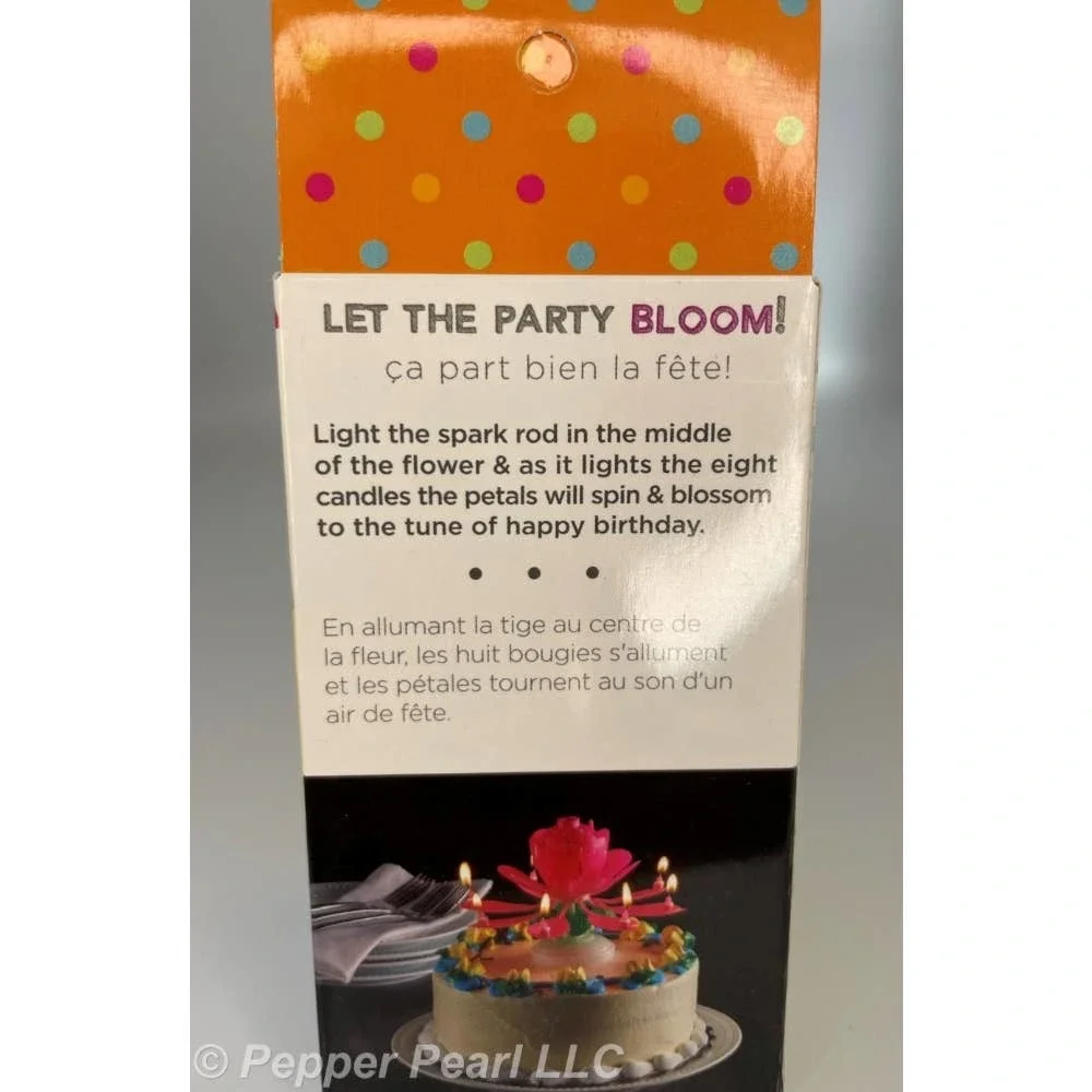 Lotus Birthday Cake Blossom 8 Candles Rotates Petals Open Plays Song 4 Pieces
